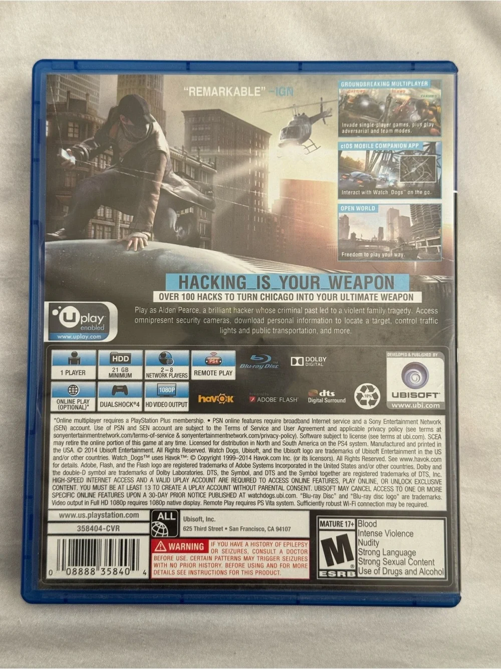 Watch Dogs (Sony PlayStation 4, 2014)